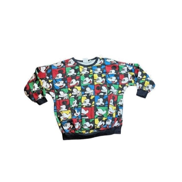 Vintage Disney Mickey Mouse Crewneck Sweatshirt Women's Size Medium AOP JG Hook - Picture 1 of 6